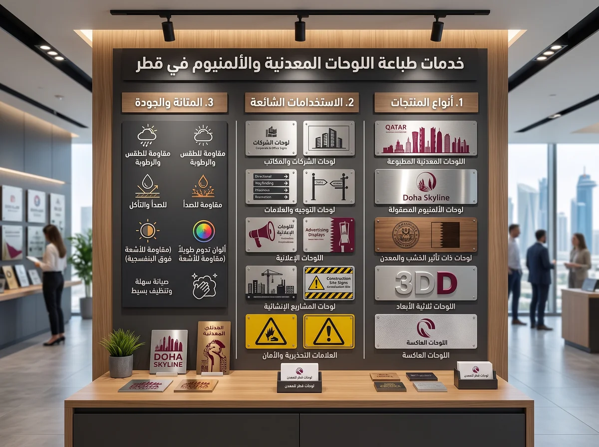 طباعة اللوحات المعدنية والألمنيوم في قطر: الأنواع والاستخدامات والمتانة