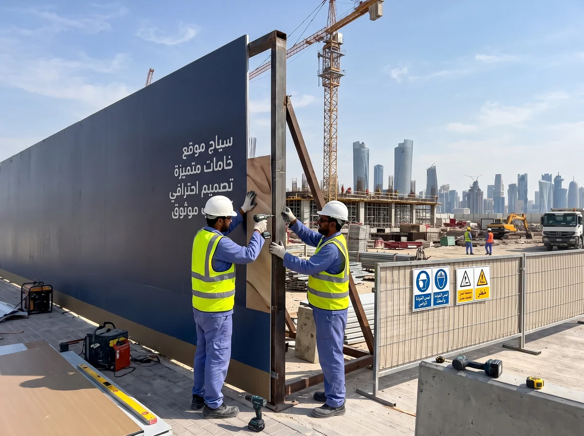 هوردنق المواقع الإنشائية وسياج المشاريع في قطر: الخامات والتصميم والتركيب
