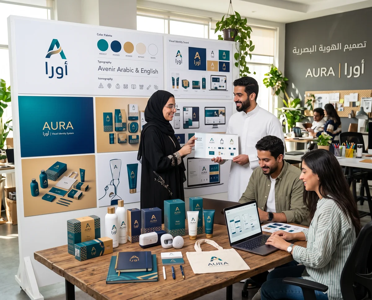 تصميم الهوية البصرية باحترافية في السعودية: دليل بناء علامة تجارية قوية ومميزة