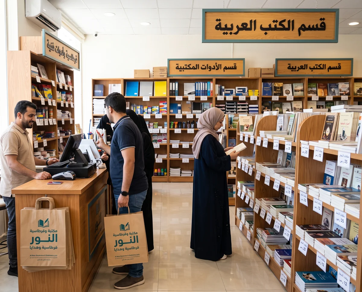 مطبوعات ولوازم المكتبات ومحلات القرطاسية في قطر: لوحات الأقسام وبطاقات الأسعار وأكياس المشتريات